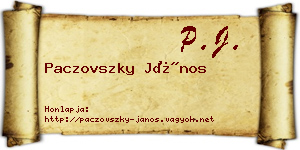 Paczovszky János névjegykártya